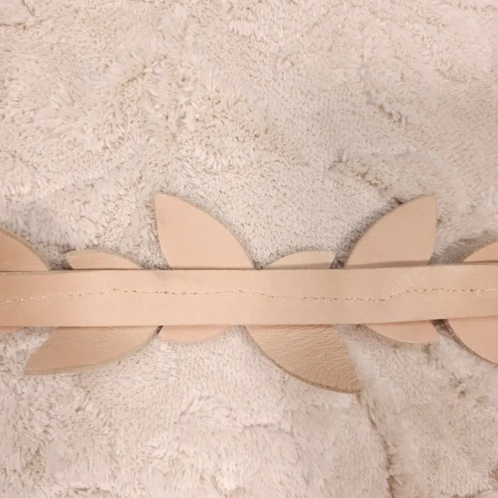 ADA Wrap Belt Anthropologie Beige Leather Leaves